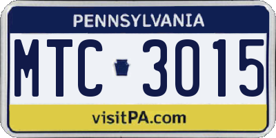 PA license plate MTC3015