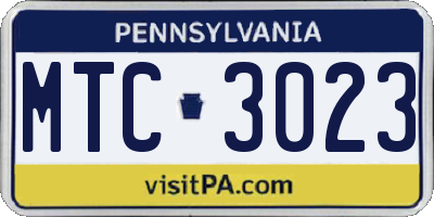 PA license plate MTC3023