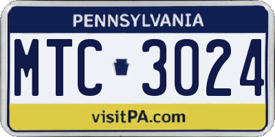 PA license plate MTC3024