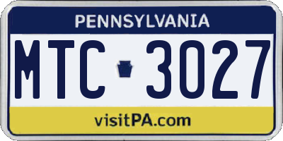 PA license plate MTC3027
