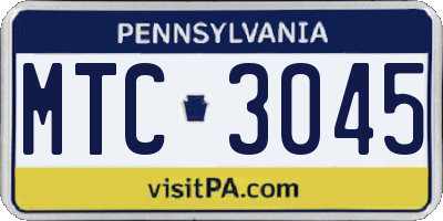 PA license plate MTC3045