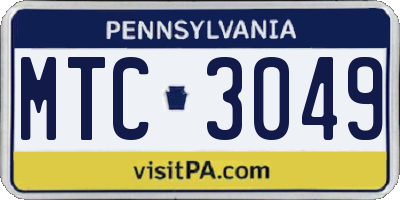 PA license plate MTC3049