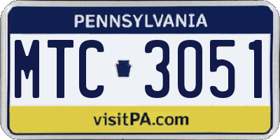 PA license plate MTC3051