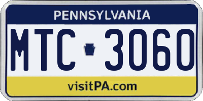 PA license plate MTC3060