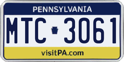 PA license plate MTC3061