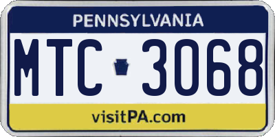PA license plate MTC3068
