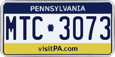 PA license plate MTC3073
