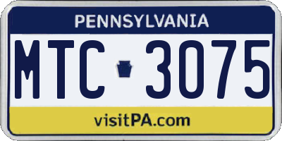 PA license plate MTC3075