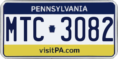 PA license plate MTC3082