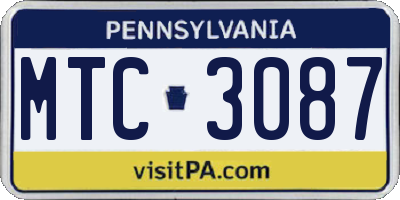 PA license plate MTC3087