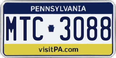 PA license plate MTC3088