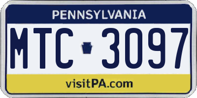 PA license plate MTC3097