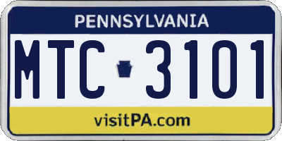 PA license plate MTC3101