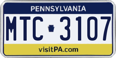 PA license plate MTC3107
