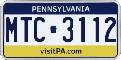 PA license plate MTC3112