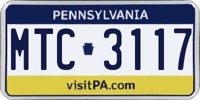 PA license plate MTC3117