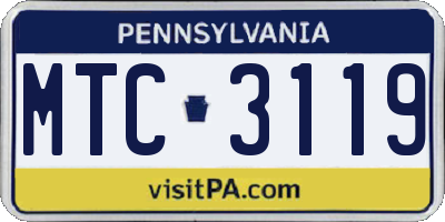 PA license plate MTC3119
