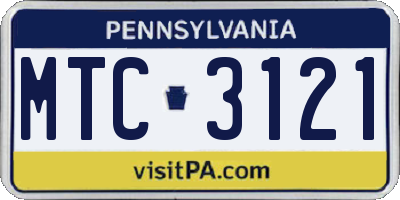 PA license plate MTC3121