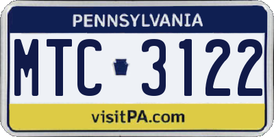PA license plate MTC3122