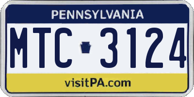 PA license plate MTC3124
