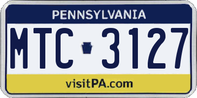 PA license plate MTC3127