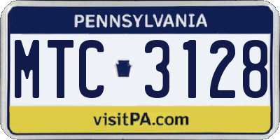 PA license plate MTC3128