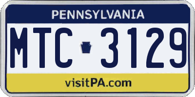 PA license plate MTC3129