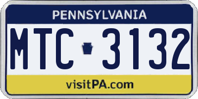 PA license plate MTC3132