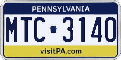 PA license plate MTC3140