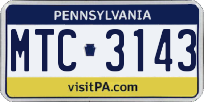 PA license plate MTC3143