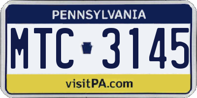 PA license plate MTC3145