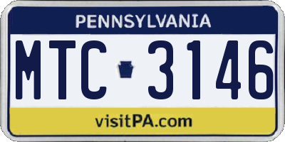 PA license plate MTC3146