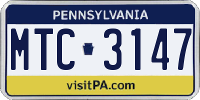 PA license plate MTC3147