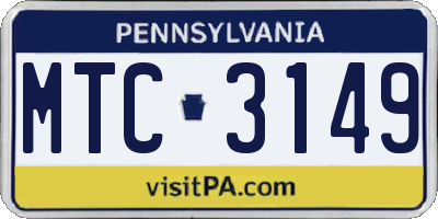 PA license plate MTC3149