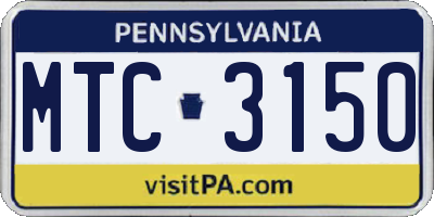 PA license plate MTC3150