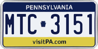 PA license plate MTC3151