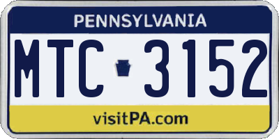 PA license plate MTC3152