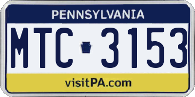 PA license plate MTC3153