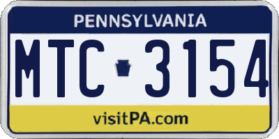 PA license plate MTC3154