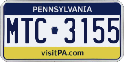 PA license plate MTC3155