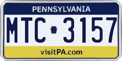 PA license plate MTC3157