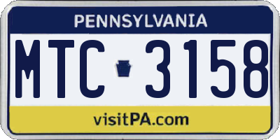 PA license plate MTC3158