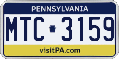 PA license plate MTC3159