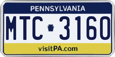 PA license plate MTC3160