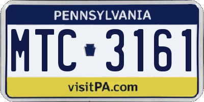PA license plate MTC3161