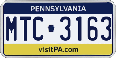 PA license plate MTC3163