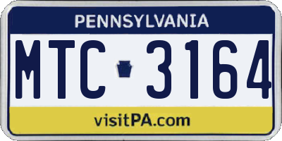 PA license plate MTC3164
