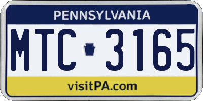 PA license plate MTC3165