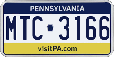 PA license plate MTC3166