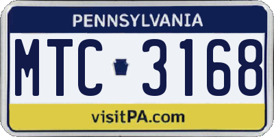 PA license plate MTC3168